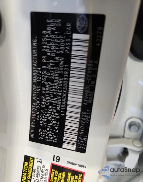 2025 Toyota Camry Xse from USA, damaged, VIN 4T1DAACKXSU093831